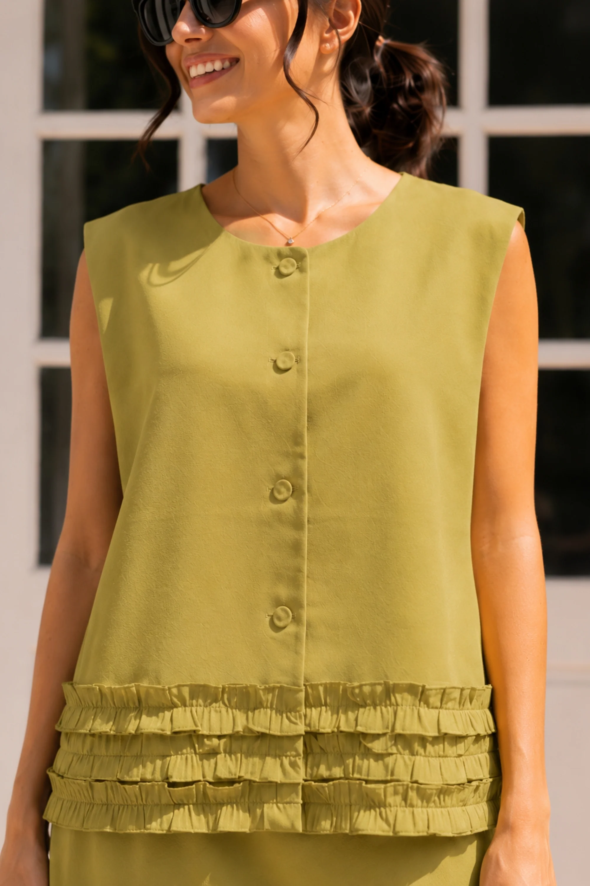 Green Ruffle Skirt Co-ord