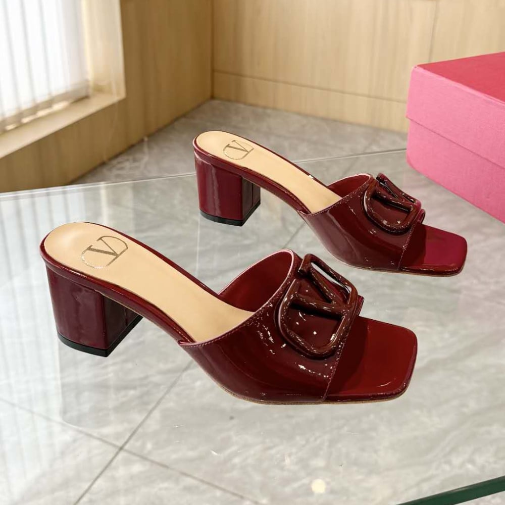 Valentino Vlogo Signature Slide Sandal Burgundy