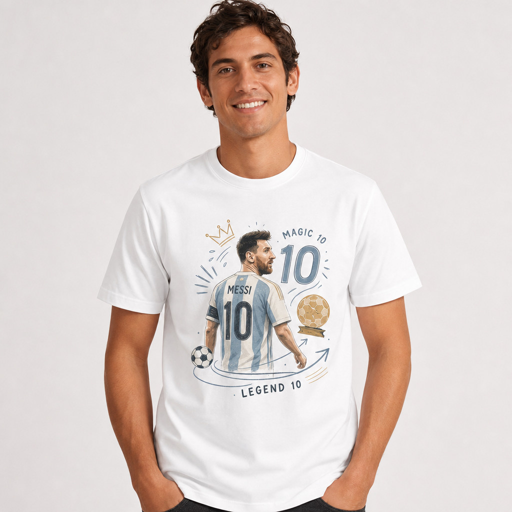 Messi World Cup Printed T-Shirt Unisex Loose Fit T-Shirt 100% Cotton Soft Comfortable Summer Casual Printed Top