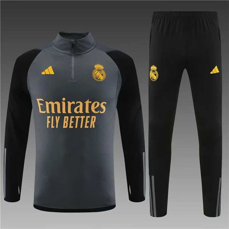 2023/2024 Real Madrid half-pull training suit dark gray suit 1:1 Thai quality