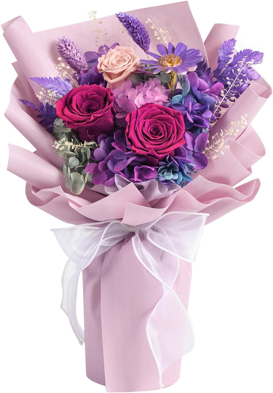 lovenfold Preserved Flowers for Delivery, Purple Rose Bouquets That Last 1-3 Years, Birthday Flowers Gifts for Women Mom Grandma Wife Friends