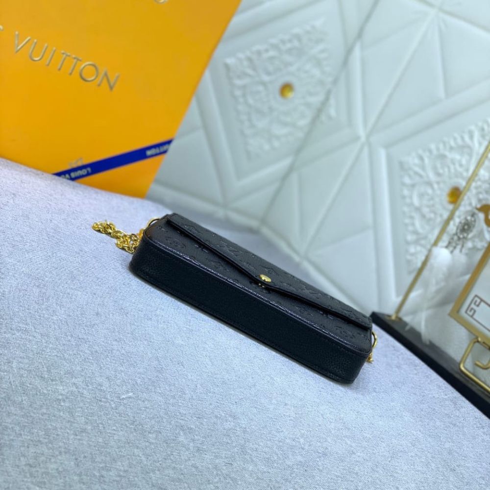Louis Vuitton Félicie Pochette Monogram Empreinte Leather Crossbody Bag Black 21cm M82477