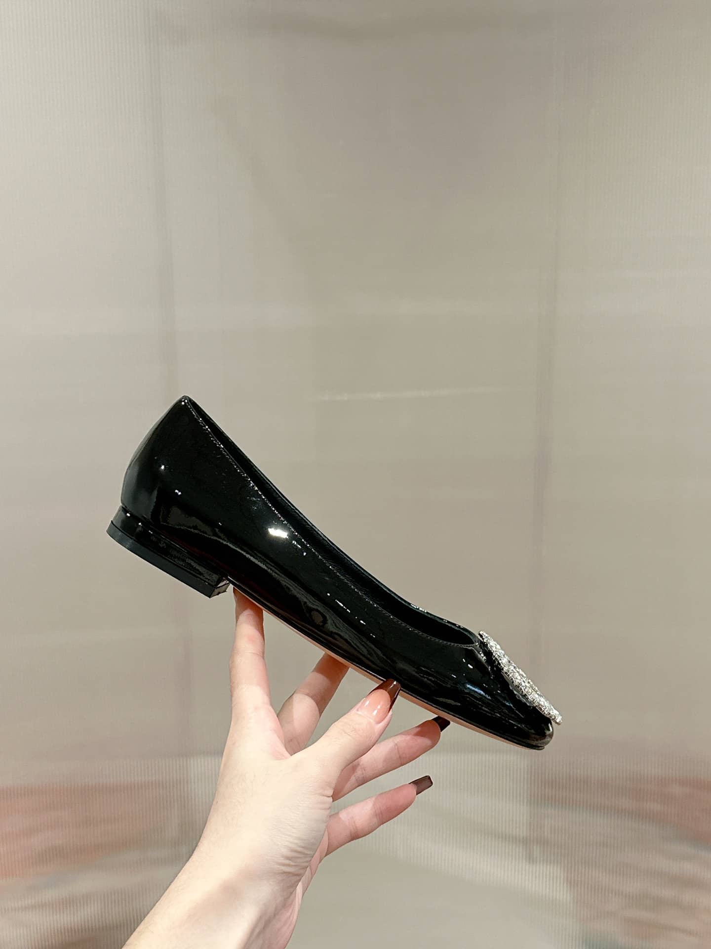 Louis Vuitton Crystal Lv Ballet Flats Black