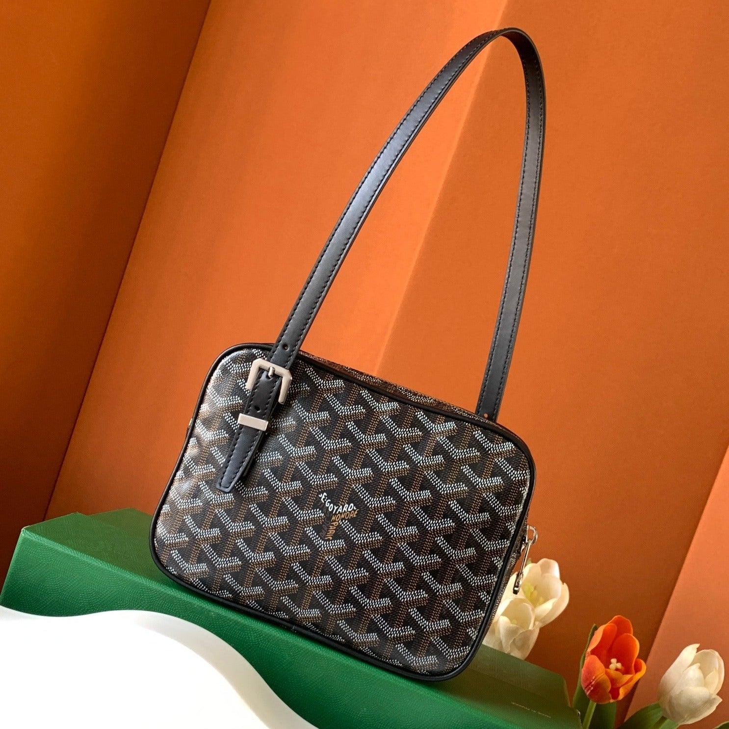 Goyard Yona Bag Coated MM 21Cm Black Canvas