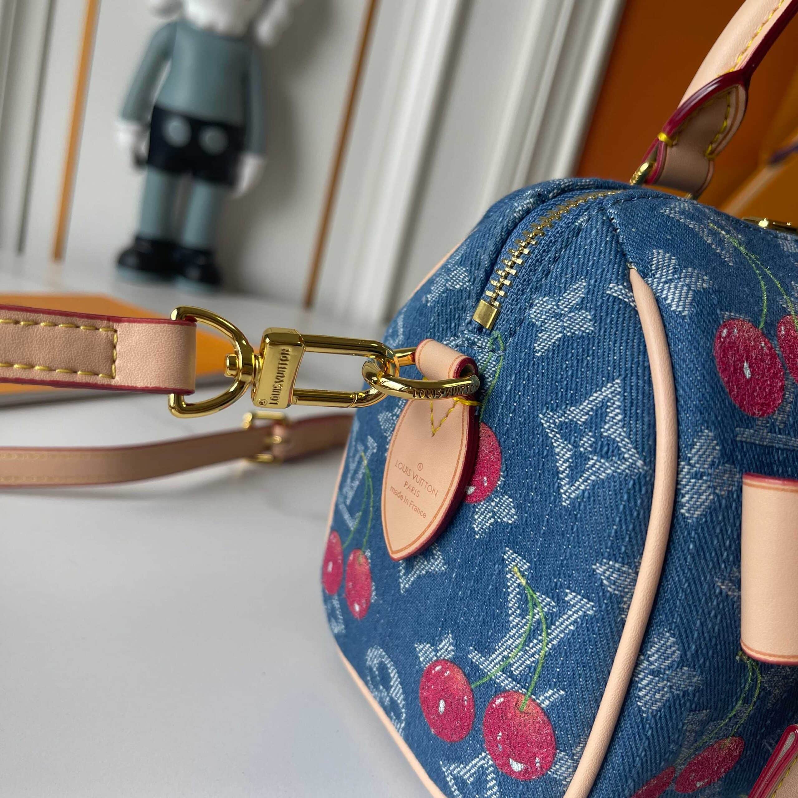 Louis Vuitton X Takashi Murakami Speedy Bandoulière 20 Monogram Denim Blue 20Cm
