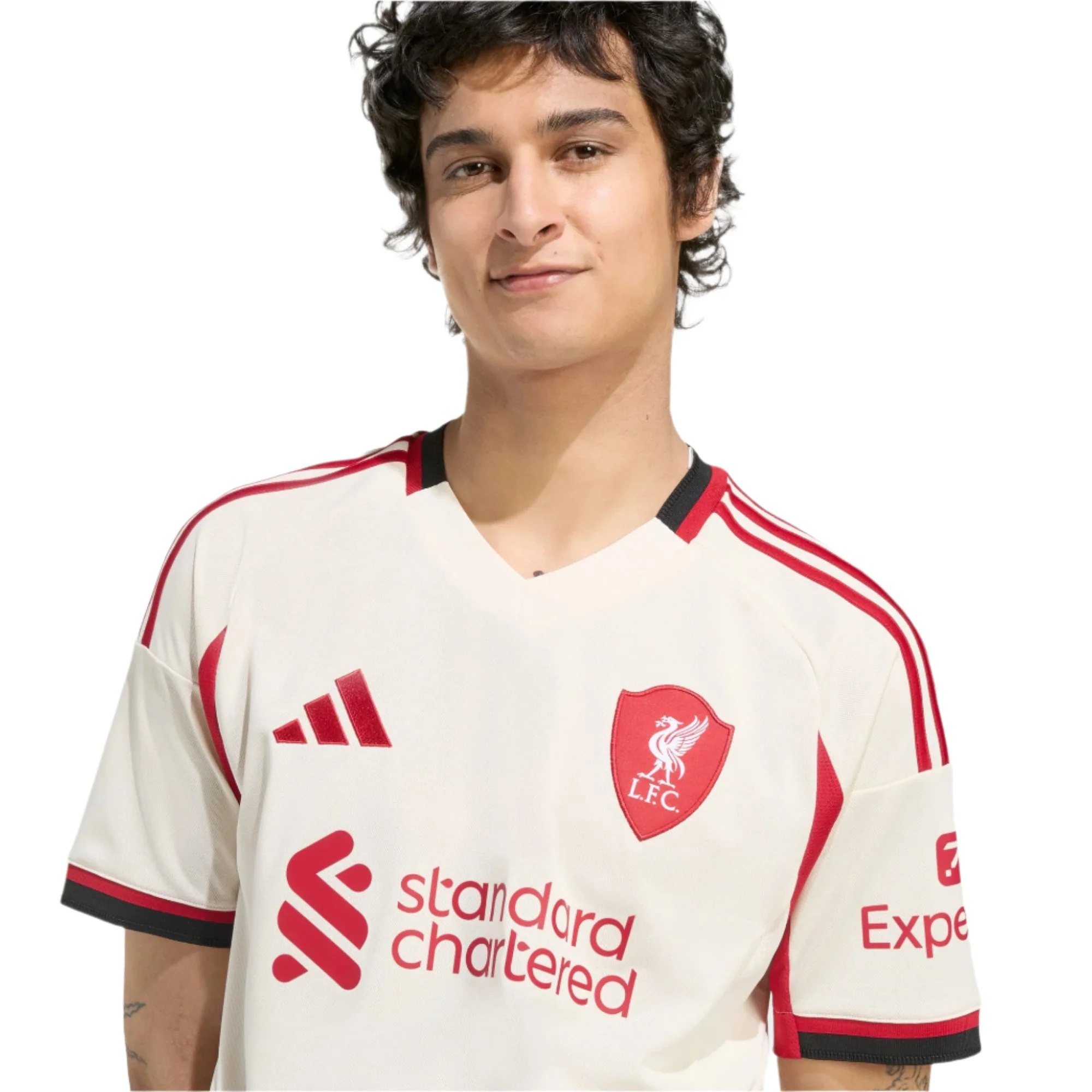 adidas Men's Liverpool Mohamed Salah Away Jersey w/ Champions League Patches 25/26 (Wonder White)