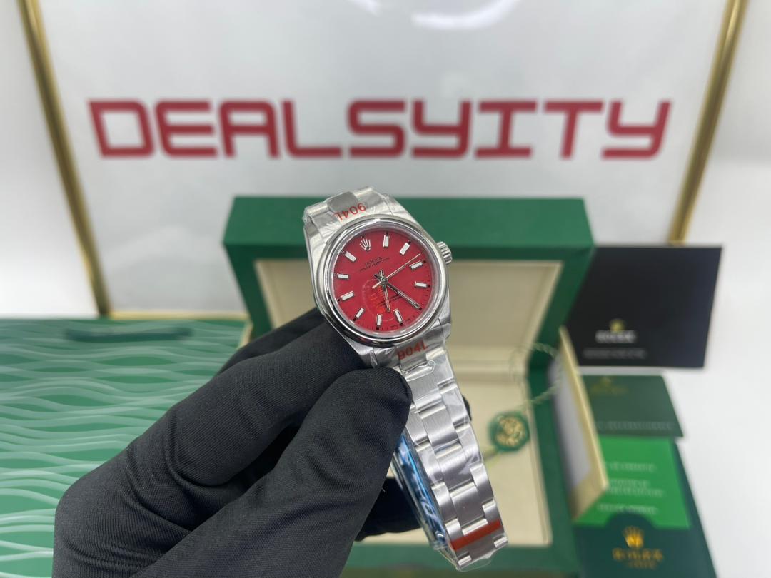 Rolex Oyster Perpetual 31/41mm SS/SS Red/Stk