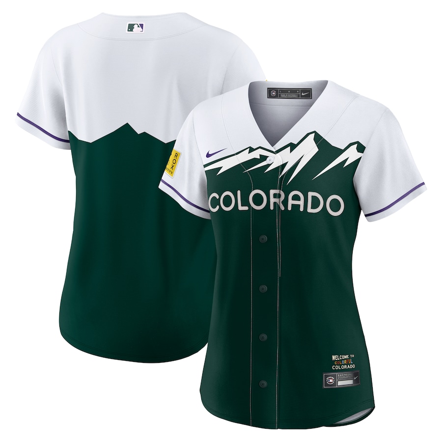 Colorado Rockies Women's City Connect Team Jersey White/Forest Green