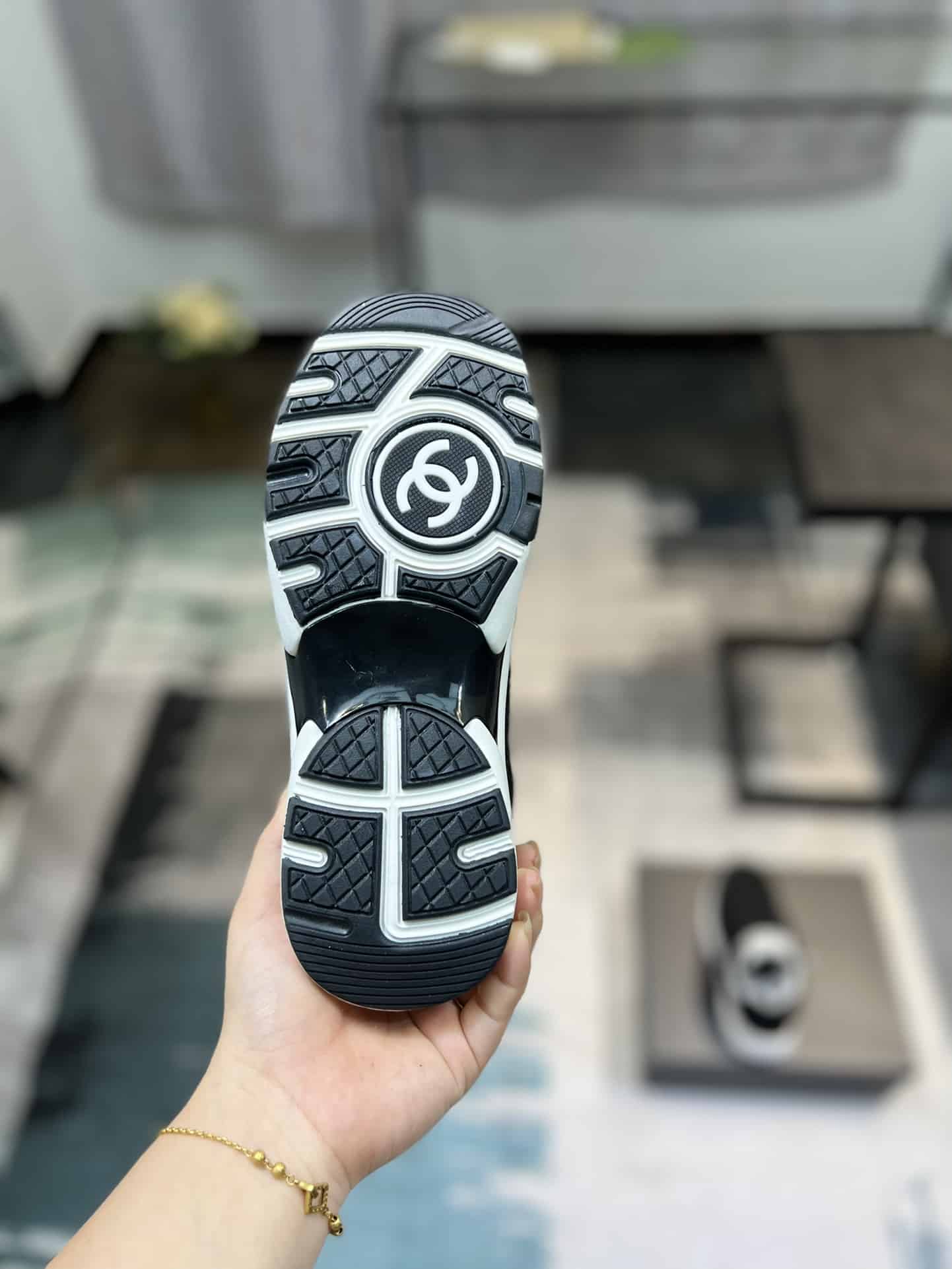 Chanel Cc Embossed Logo Suede Black