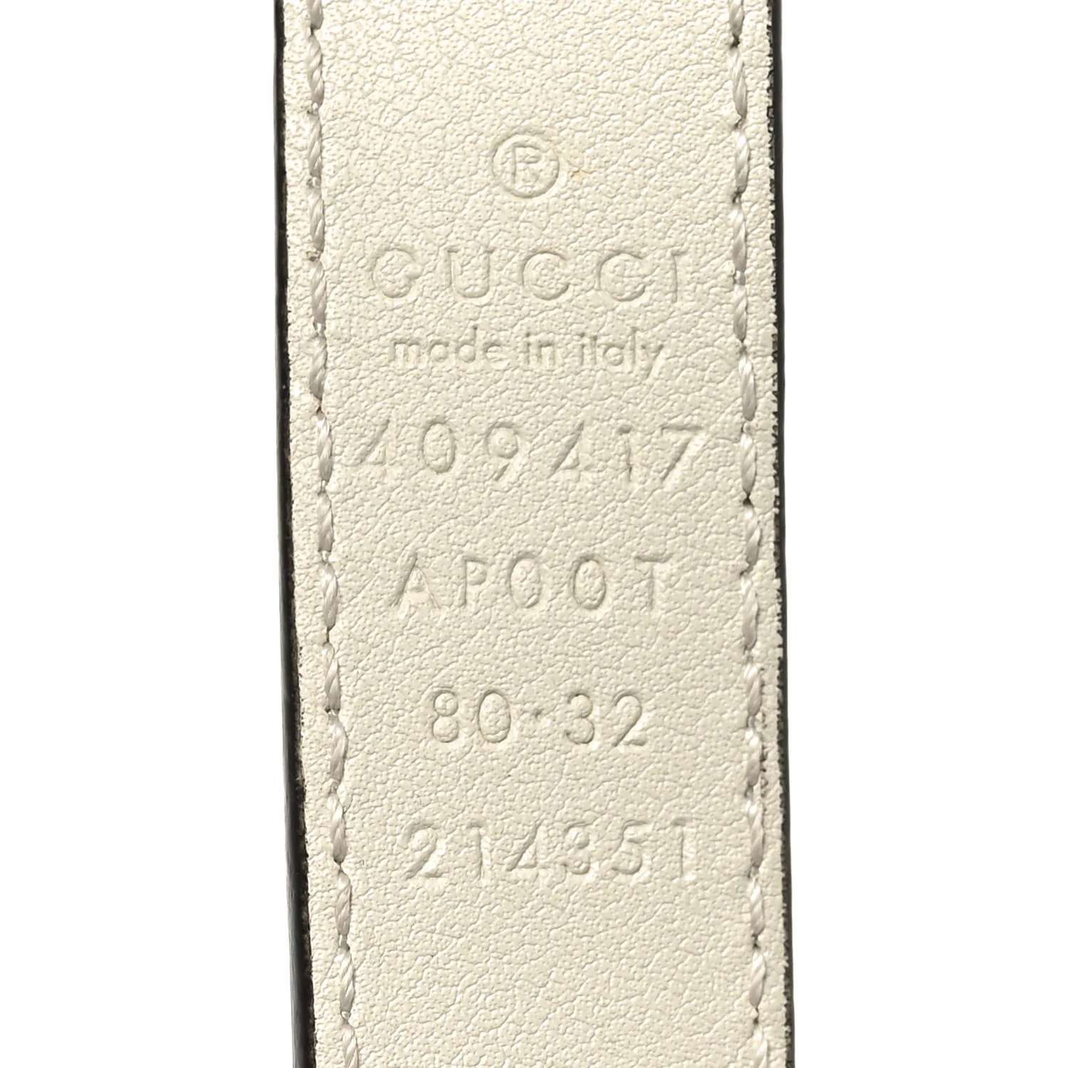 Calfskin Double G 20mm Belt 80 32 Mystic White