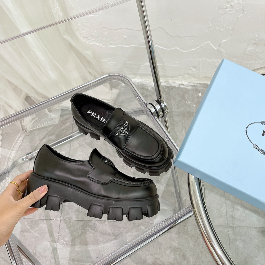 Prada Monolith Brushed Leather Loafers Black 2De129 B4L F0002