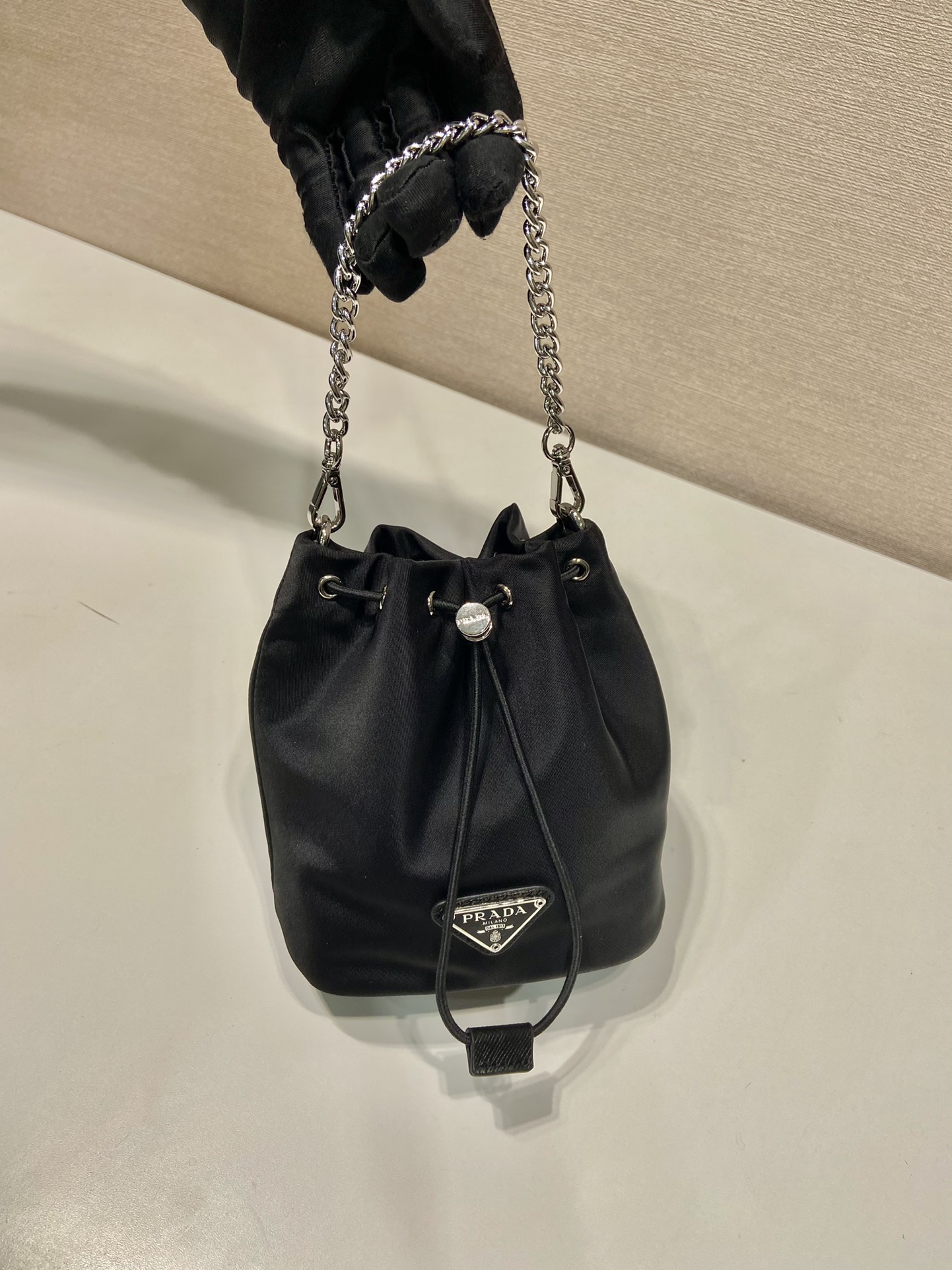 Prada Black Nylon Mini Bucket Bag