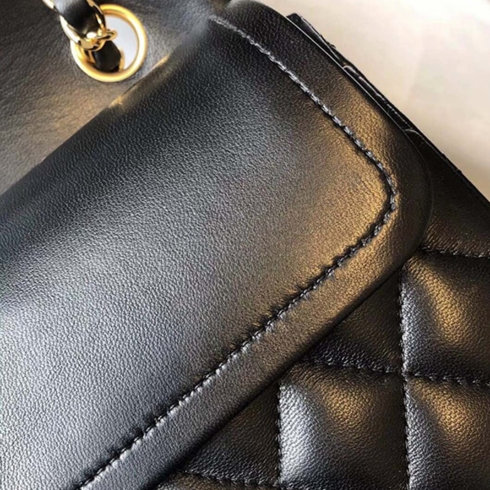 Chanel Classic 11.12 Handbag Gold Tone Metal Black 25Cm A01112 Y01295 94305