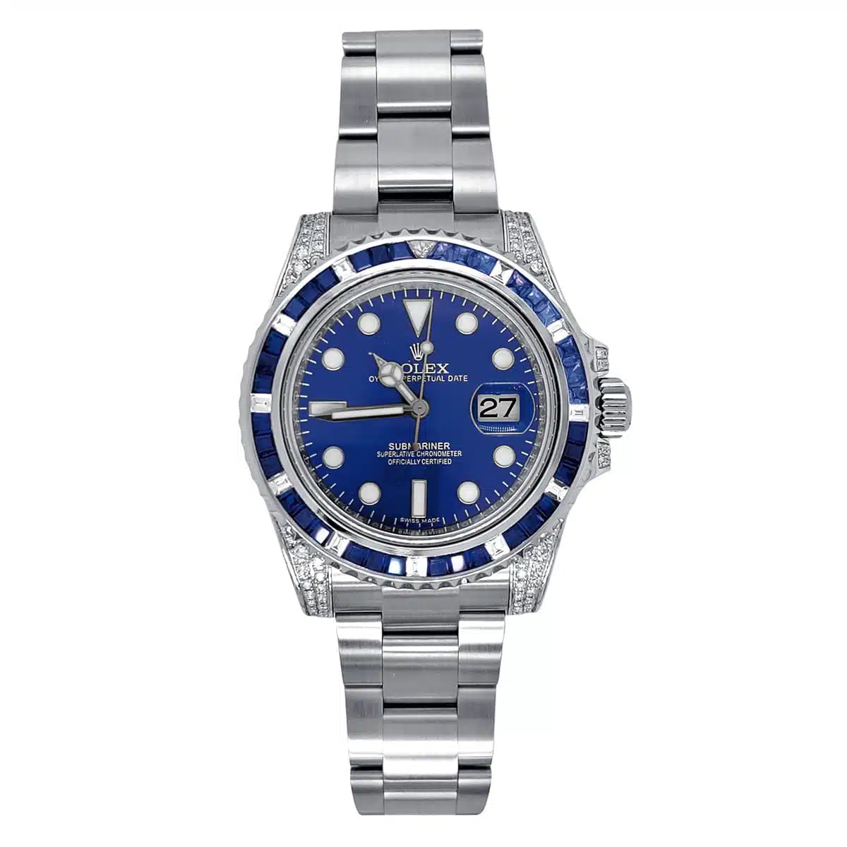 【SUPER CLONE】12A Rolex Submariner 40mm 116610LN Oyster Perpetual Date Aftermarket Dial, Diamond Bezel and Lugs Watch