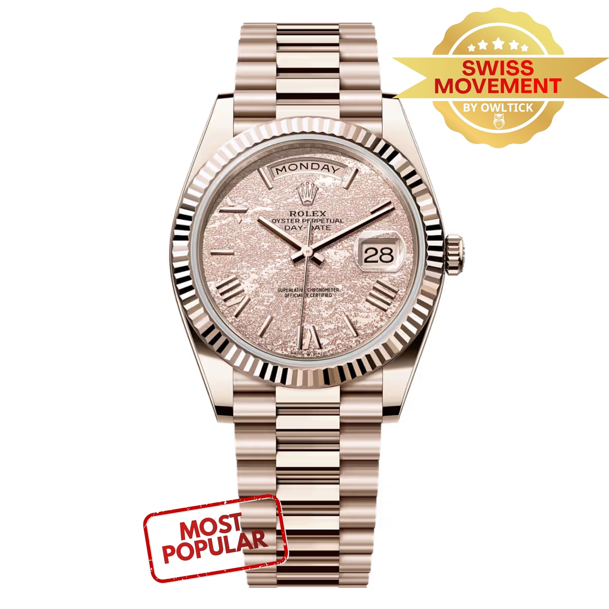 [Superclone] Rolex Day-Date 40mm Gold – Leaf Design Dial President 228235JG