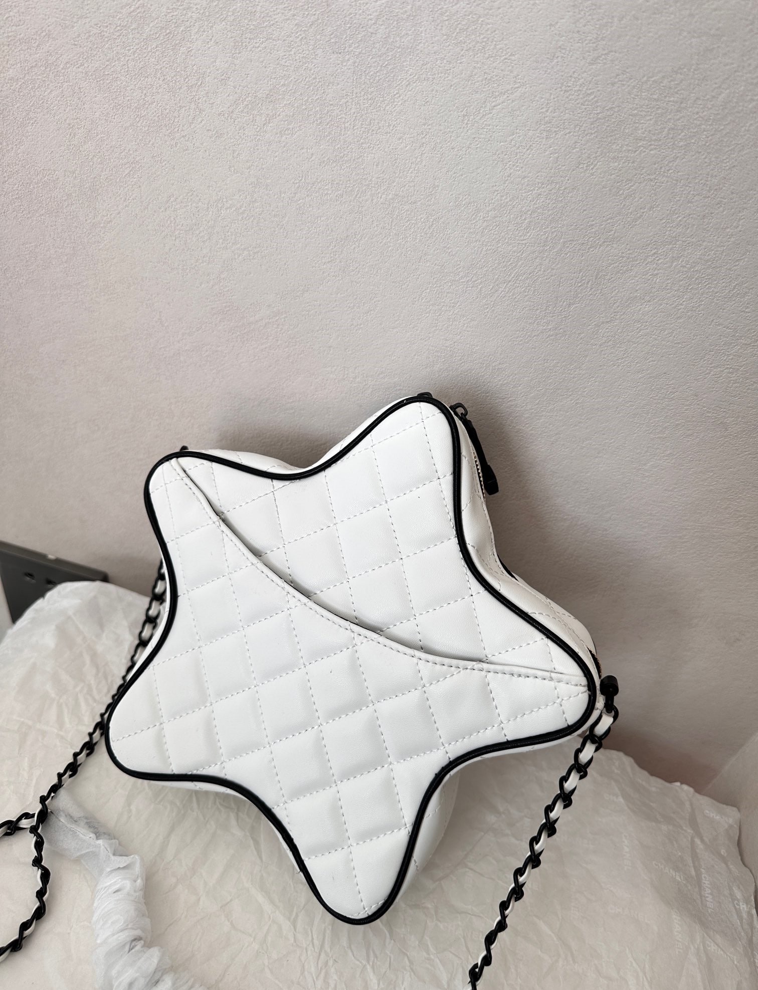 Chanel Star Hand Bag Black Metal White 22Cm/8.7in