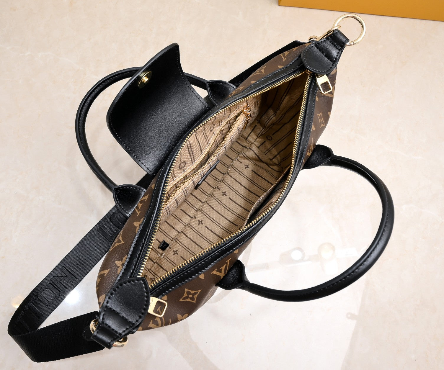 Louis Vuitton Tote Bag Monogram Canvas Black 26Cm