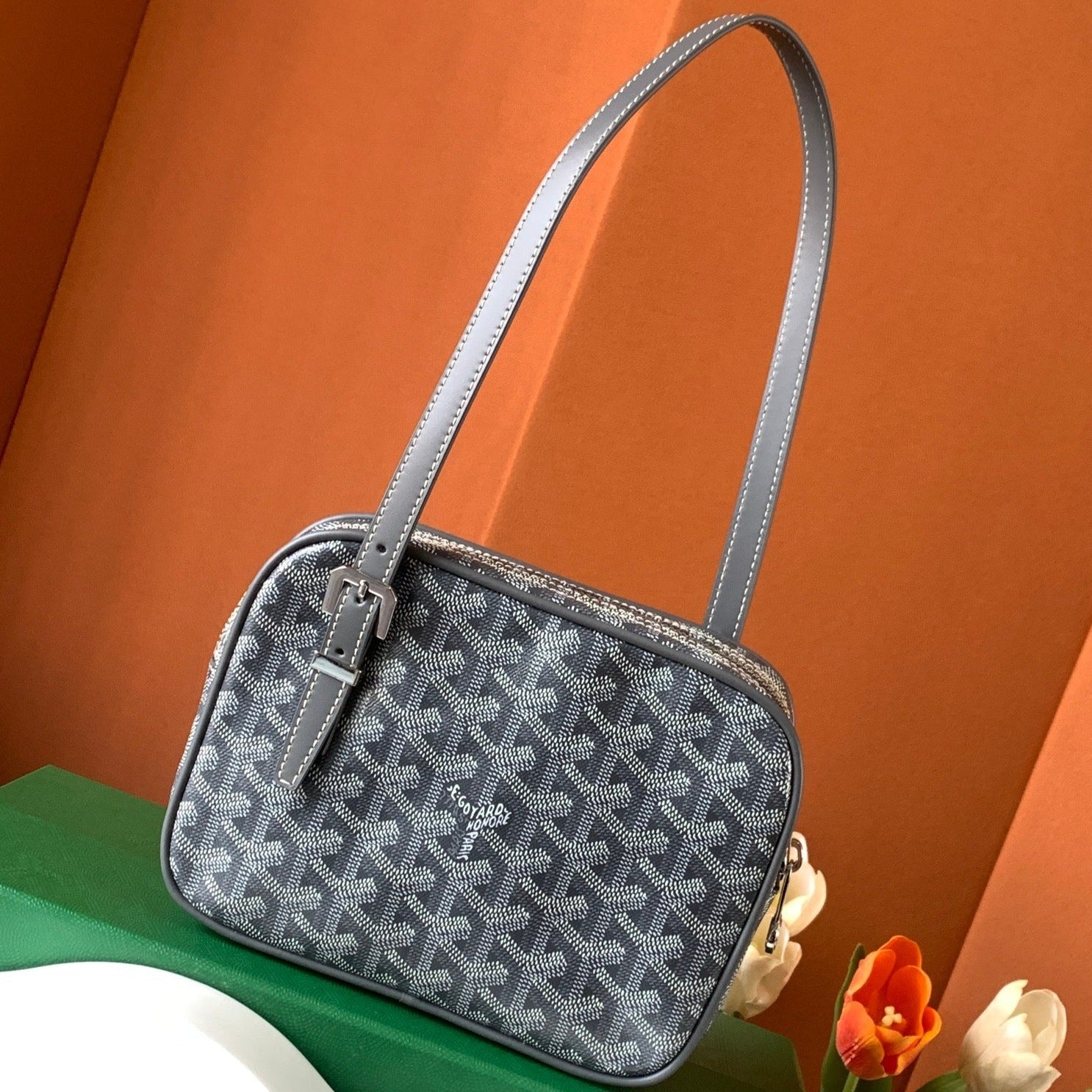 Goyard Yona Bag Coated MM 21Cm Grey Canvas