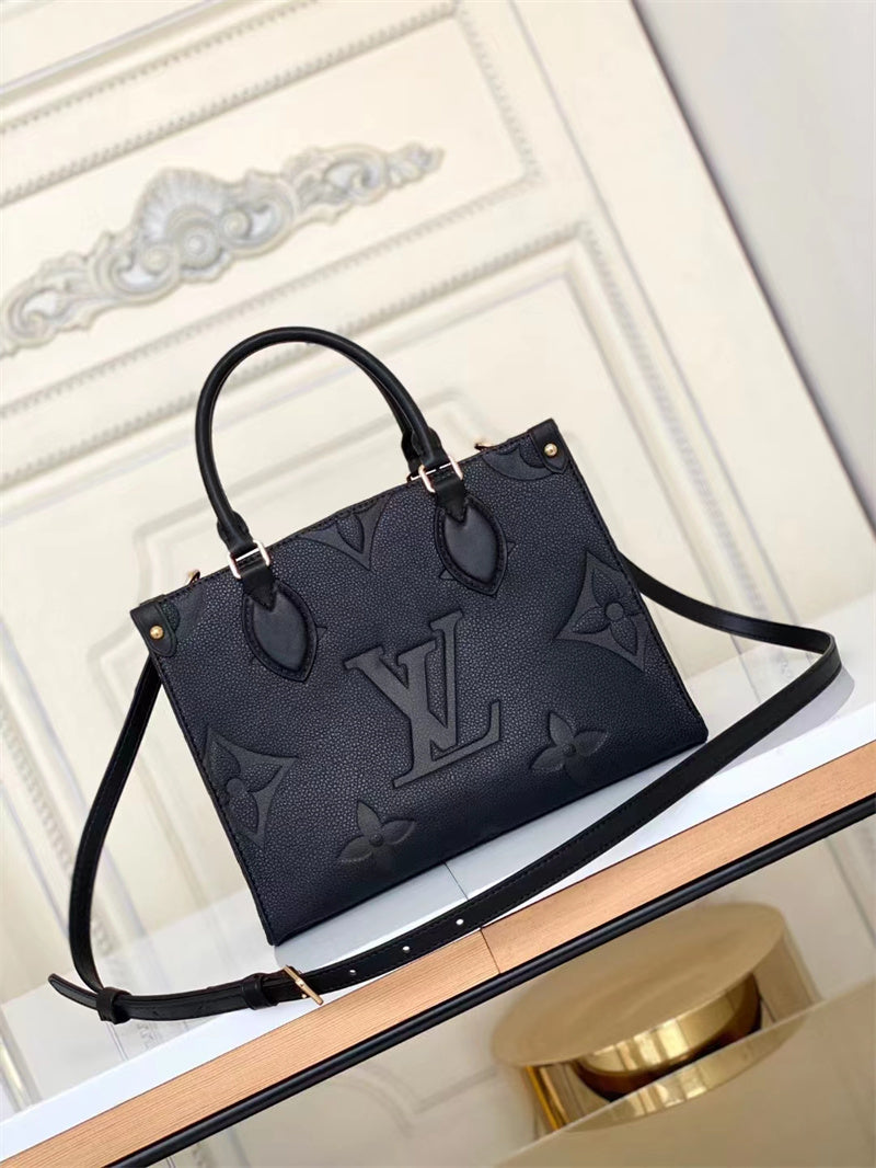Louis Vuitton Onthego PM Monogram Empreinte Handbag Black 25cm M45653