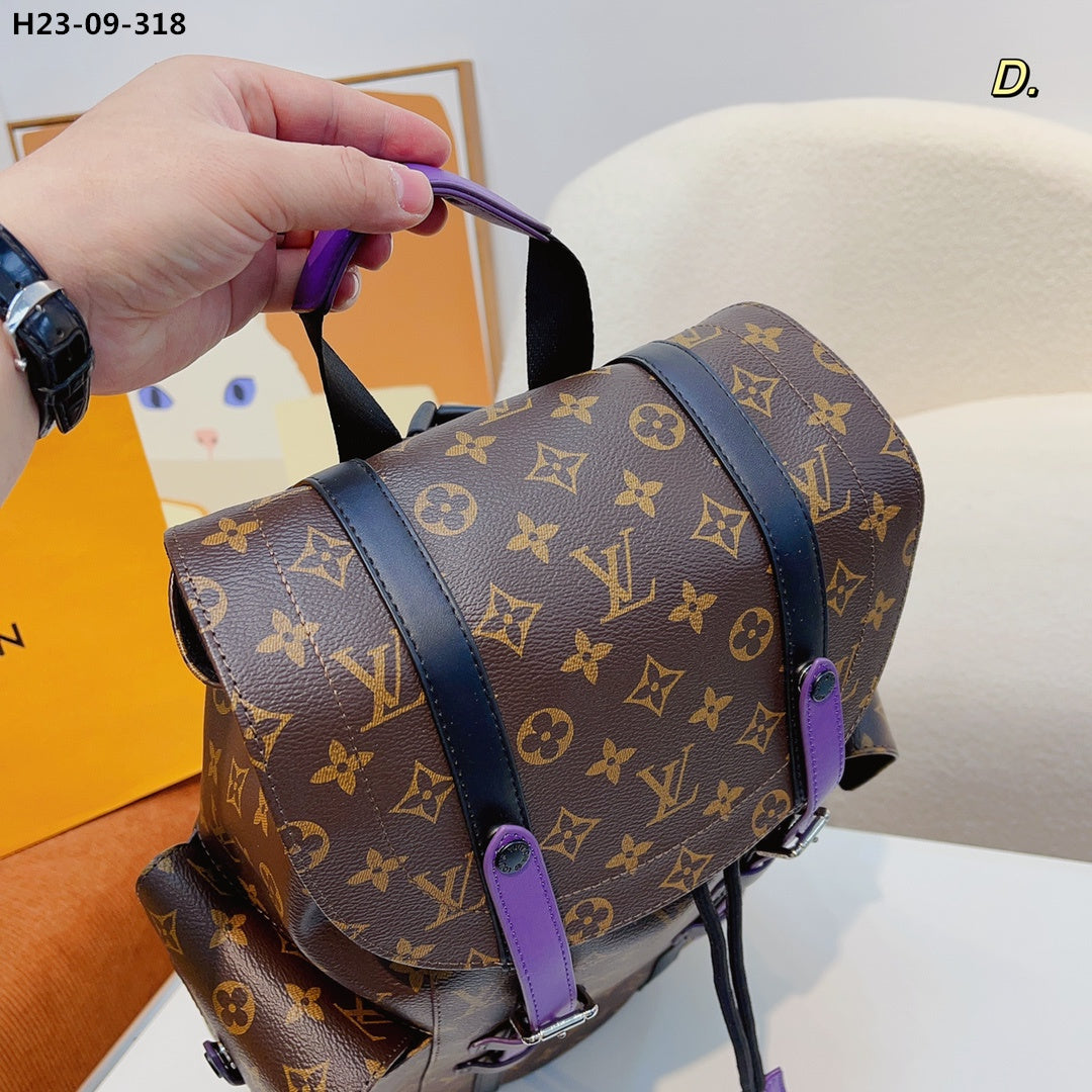 Louis Vuitton Christopher Backpack Monogram Macassar Canvas Brown And Purple 45Cm M46247