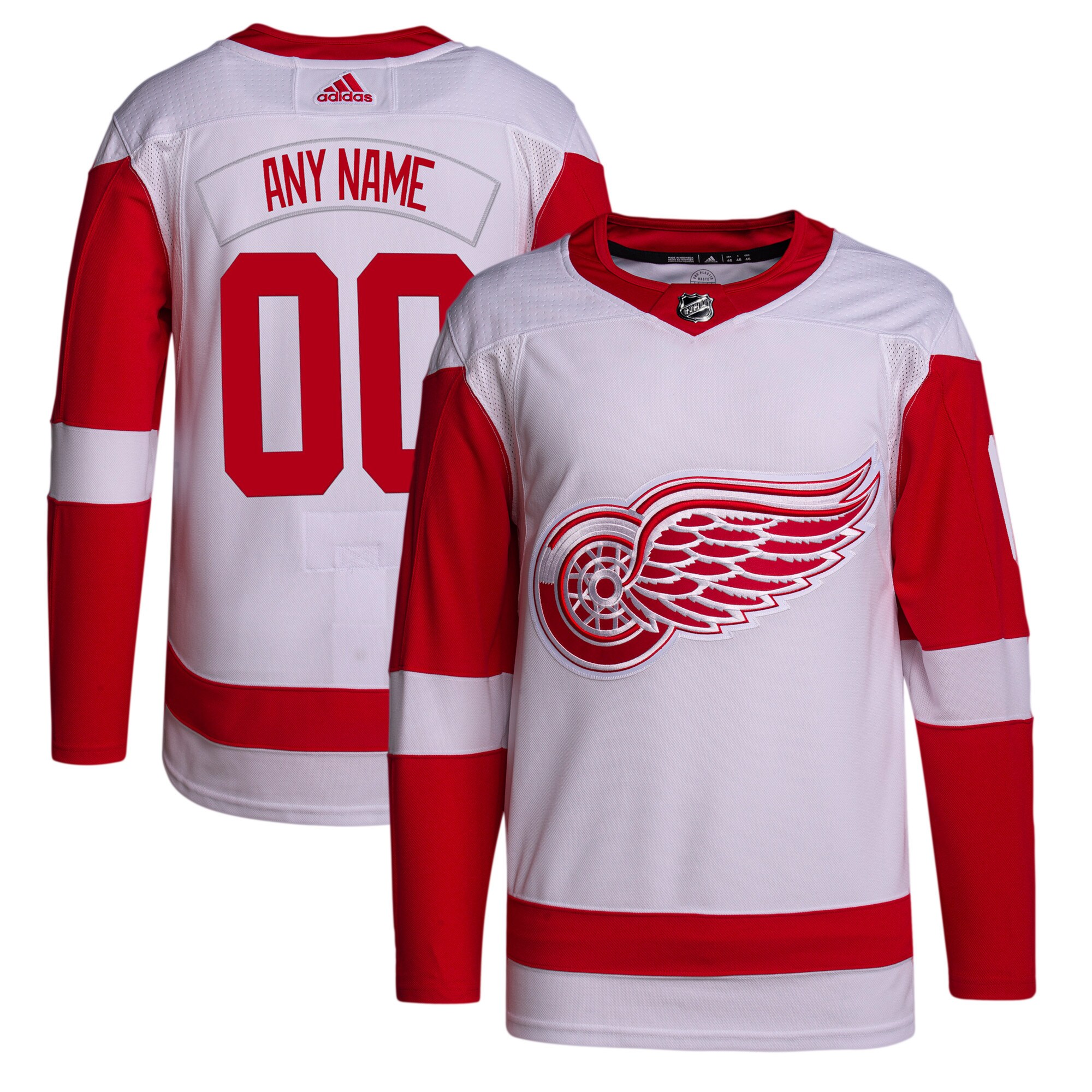 Detroit Red Wings adidas  Away  Primegreen Authentic Custom Jersey – White