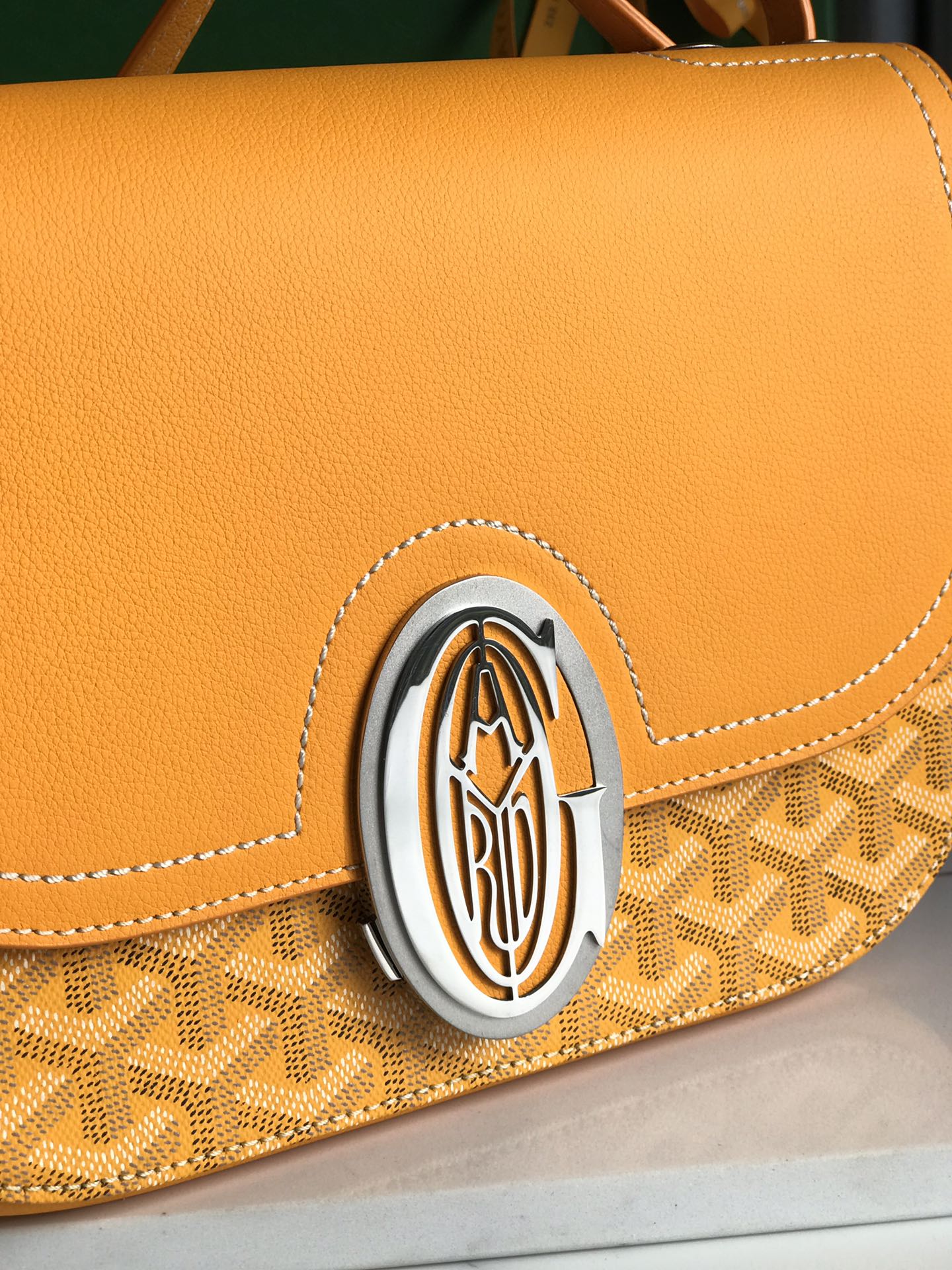 Goyard 233 Bag 25 Cm Yellow Calfskin And Goyardine Canvas