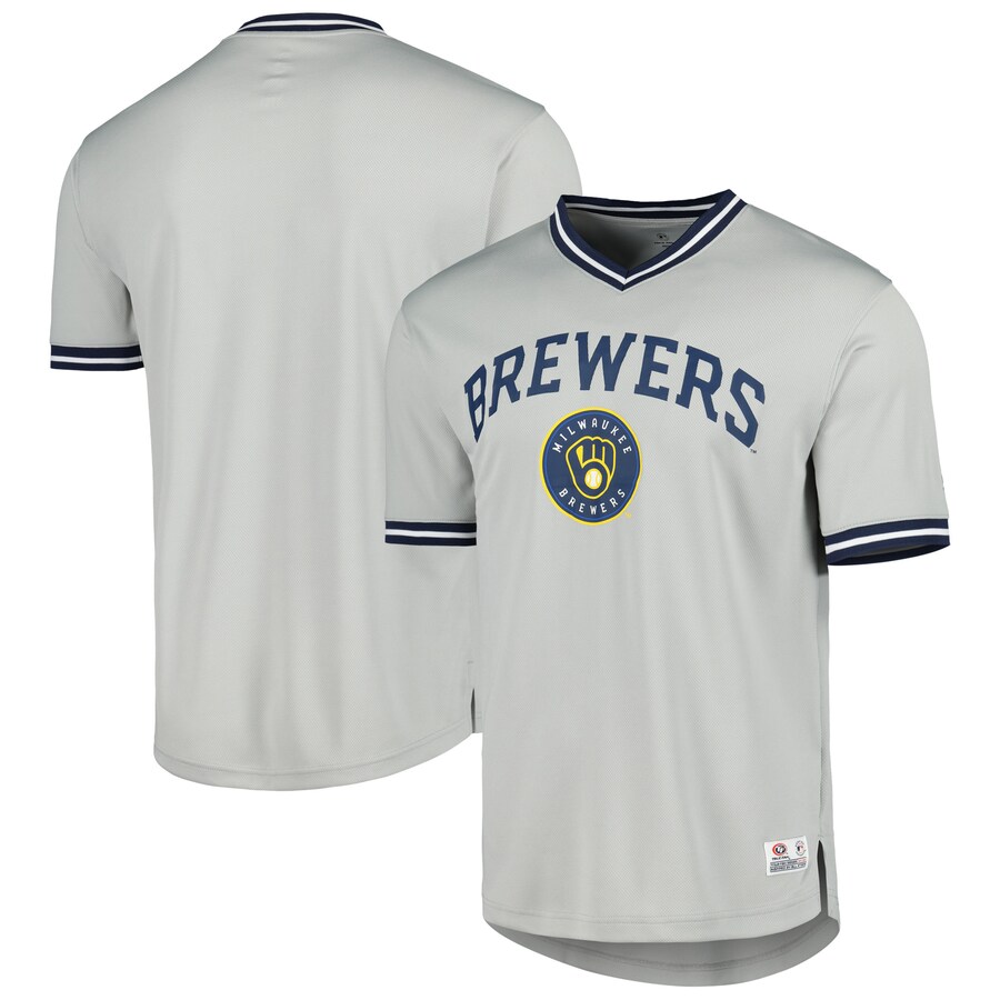 Milwaukee Brewers V-Neck Jersey Gray