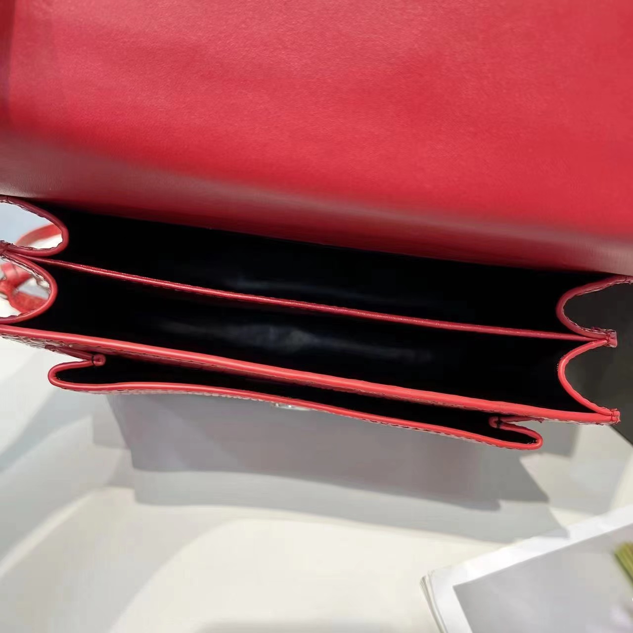 Saint Laurent Sunset Embossed Leather Bag Red