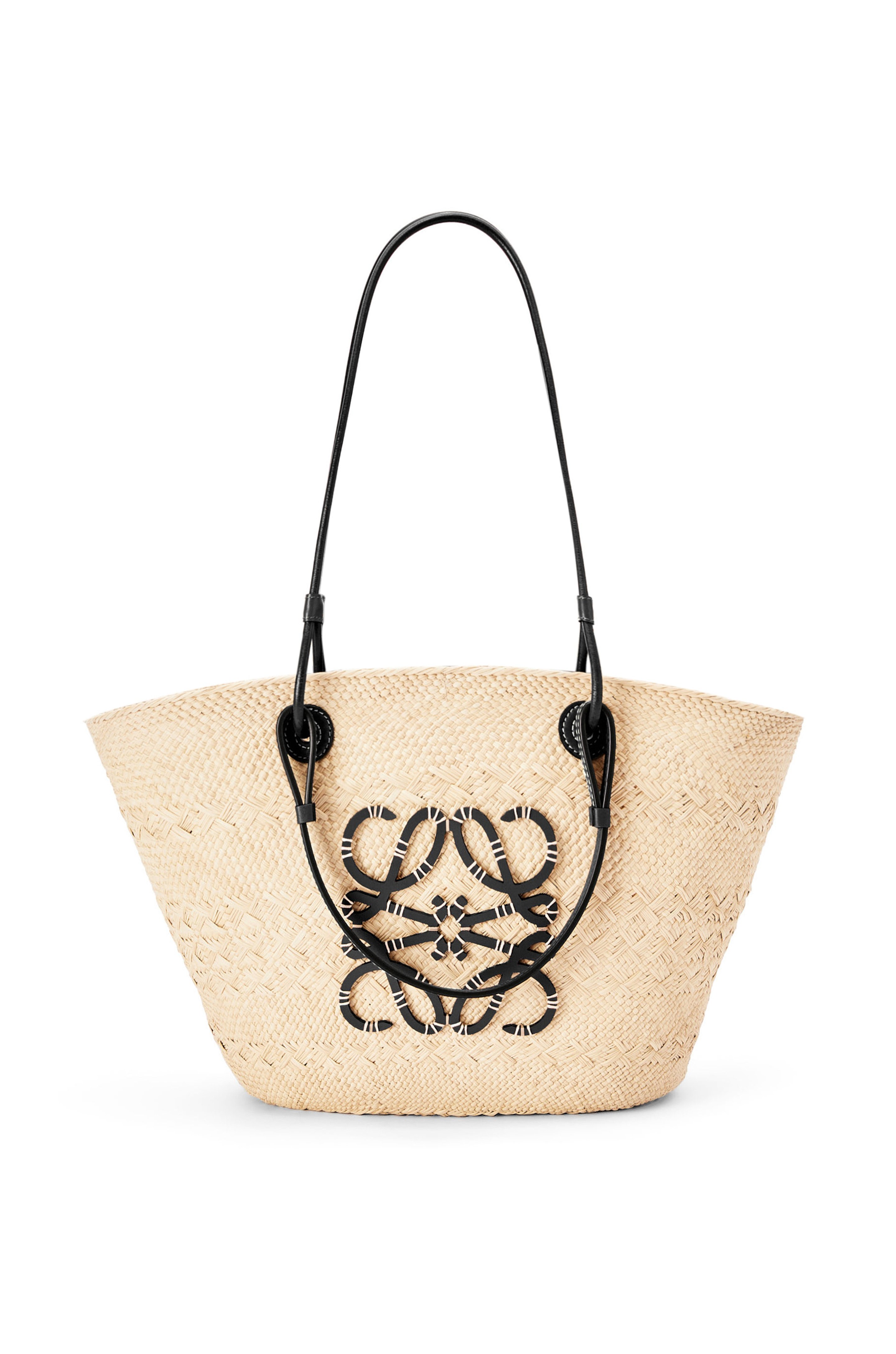 Loewe- Anagram Basket bag in iraca palm and calfskin