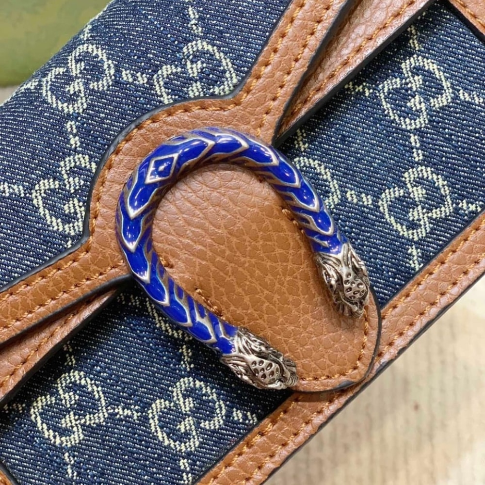 Gucci Dionysus Super Mini Denim Dark Blue And Brown 16Cm 476432 2KQFN 4483