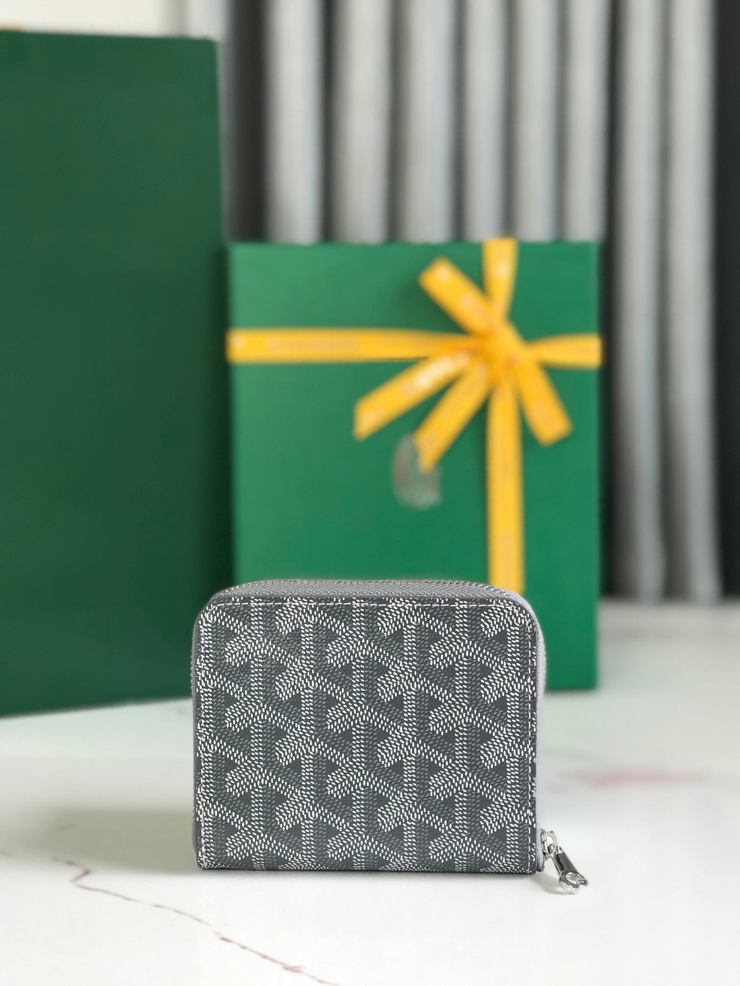 Goyard Matignon Mini Wallet 11 Cm Gray Goyardine Canvas And Calfskin