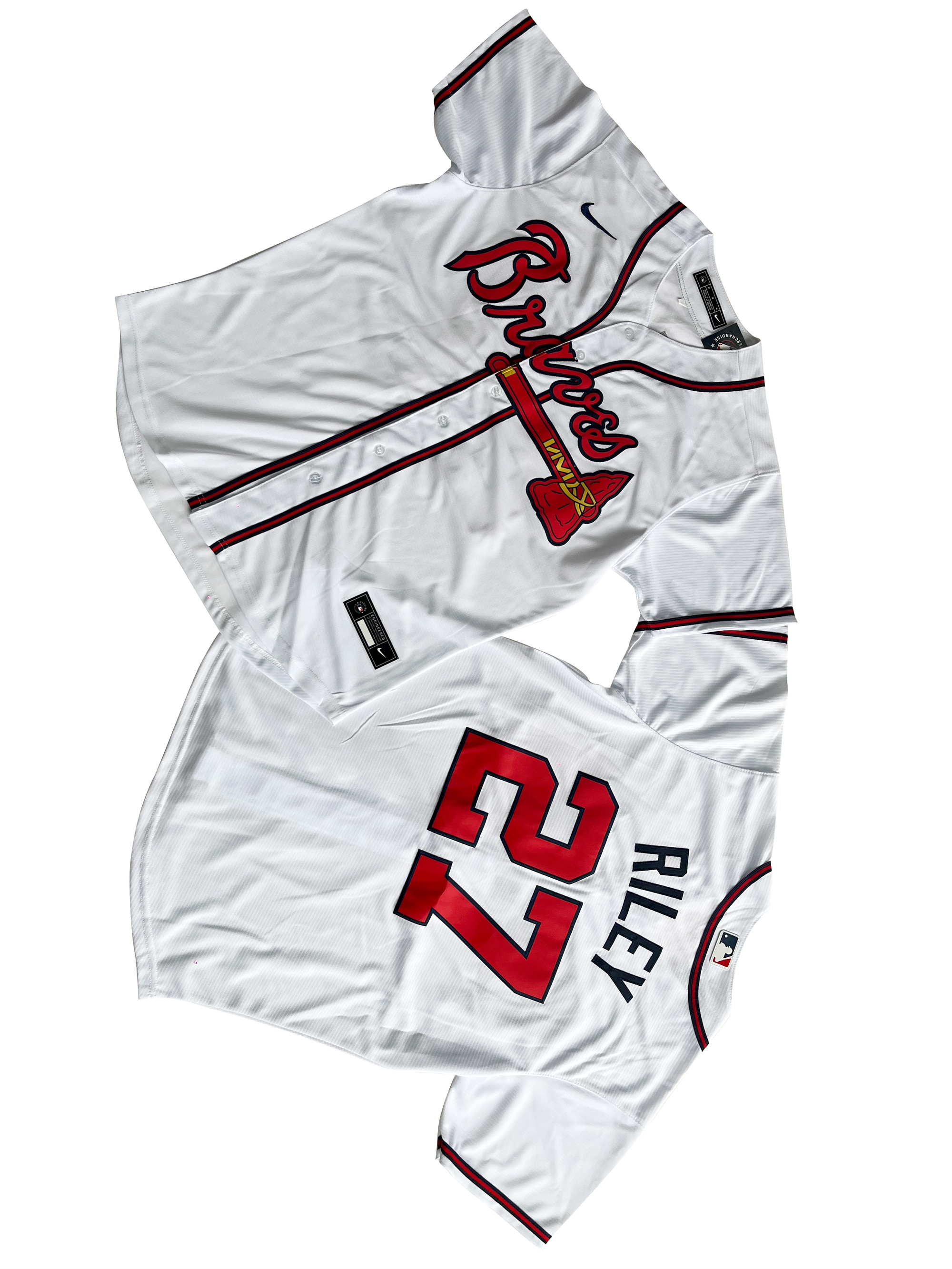 Men's Atlanta Braves 27# Austin Riley  White Home Replica Player Name Jersey