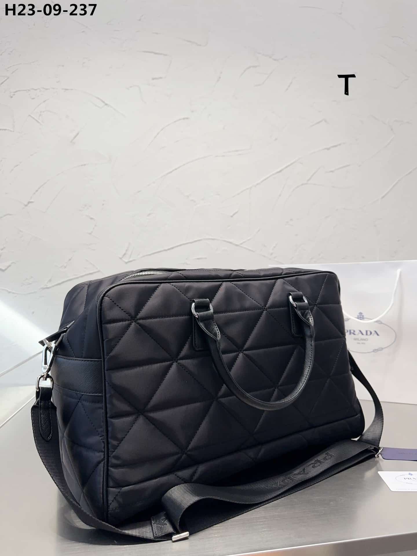 Prada Quilted Re Nylon Travel Bag Black 43Cm