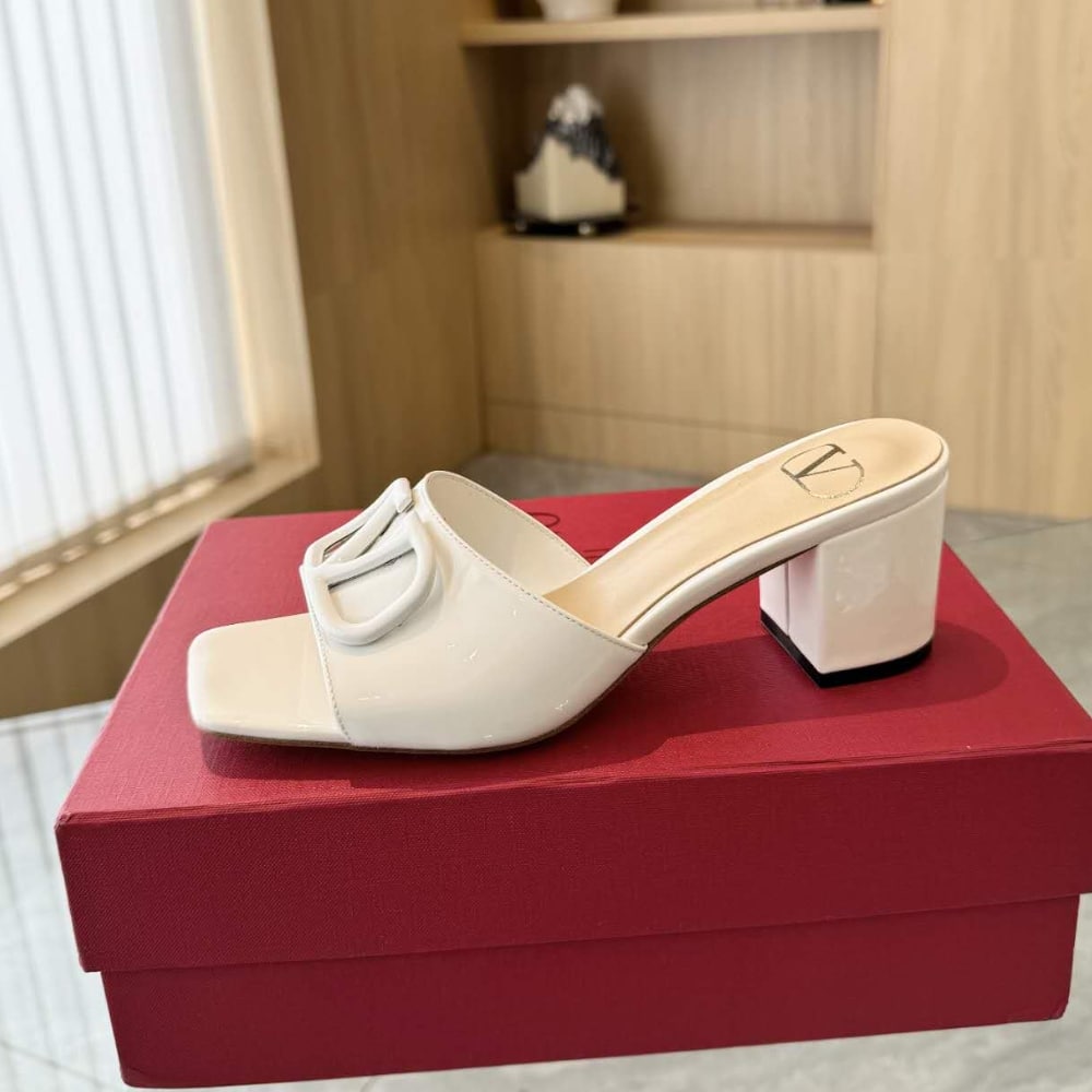 Valentino VLogo Signature White Slide Sandals