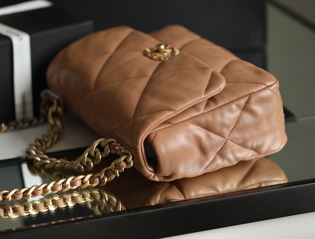 Chanel 19 Quilted Handbag Light Grey 30Cm