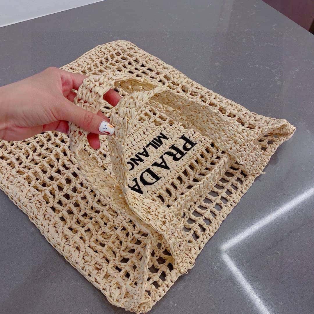 Prada Crochet Tote Bag Natural 38cm 1BG393 2C2T F0018 V OOO