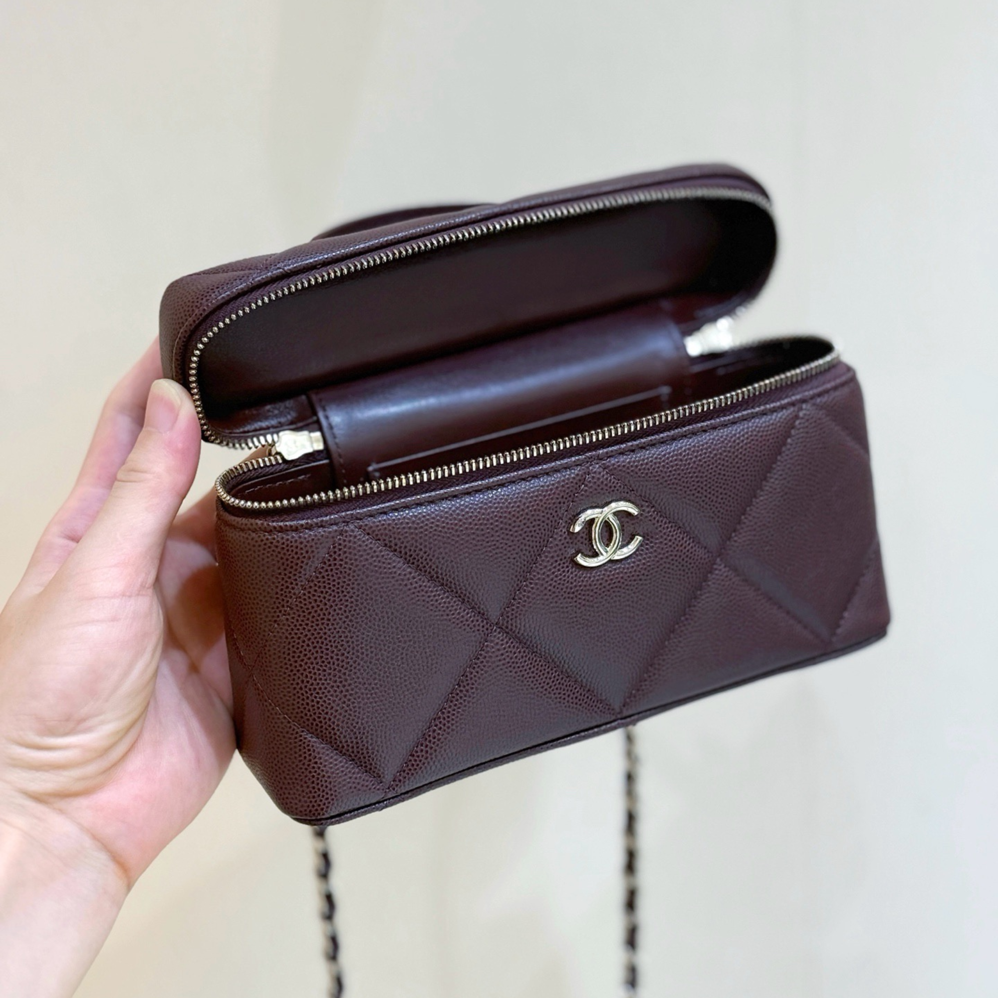 Chanel Top Handle Slim Vanity Case Dark Brown Hardware 19cm/7.5in