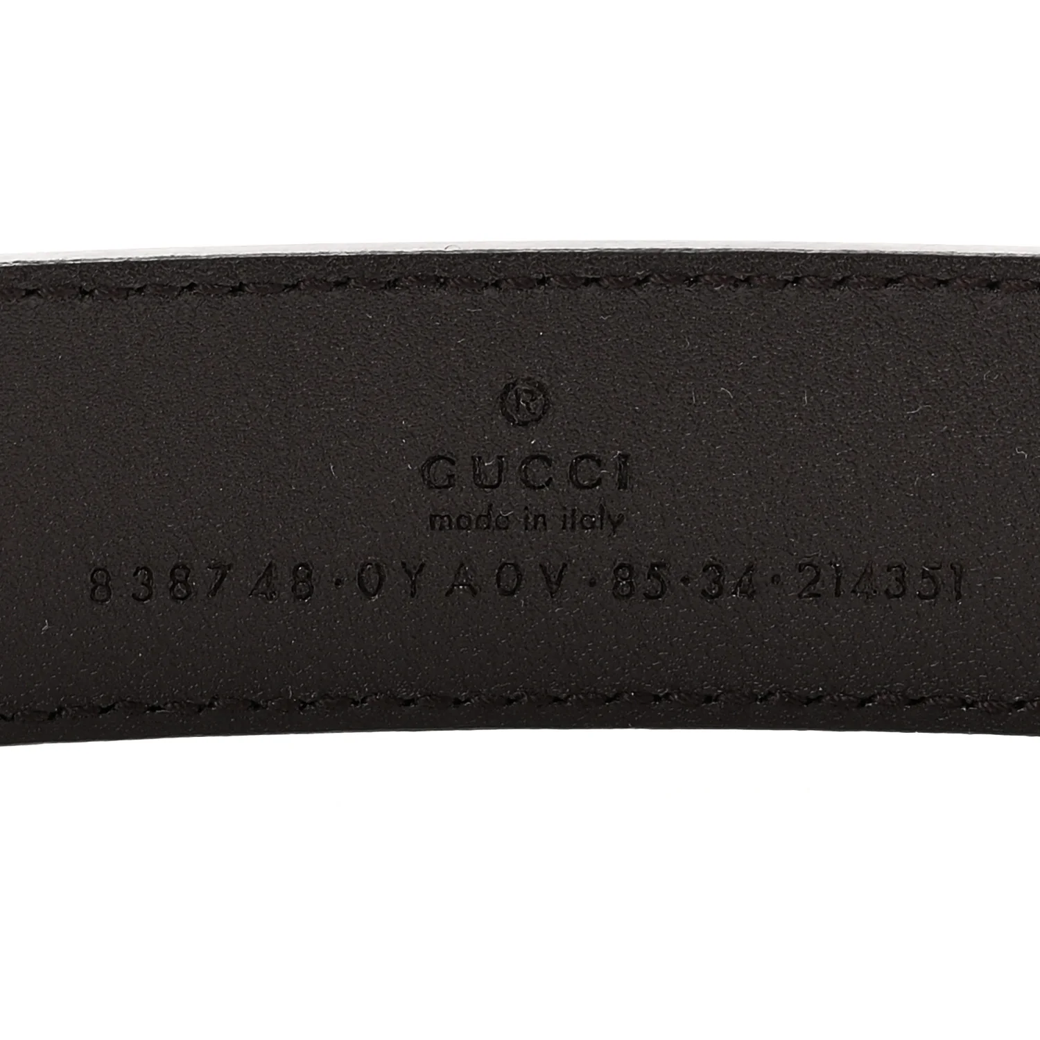 Plutone Calfskin Plaque GG 30mm Belt 85 34 Cocoa