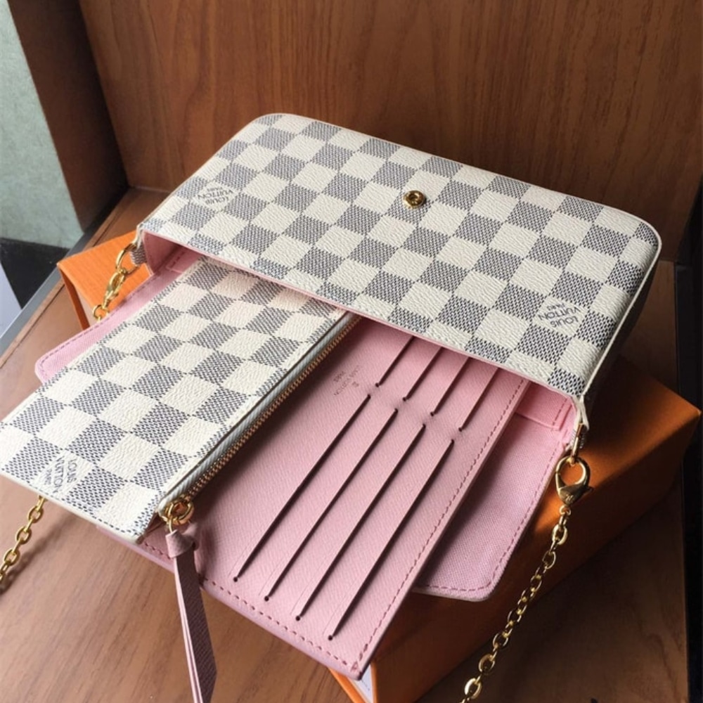 Louis Vuitton Félicie Pochette Damier Azur Canvas Pink 21cm N63106
