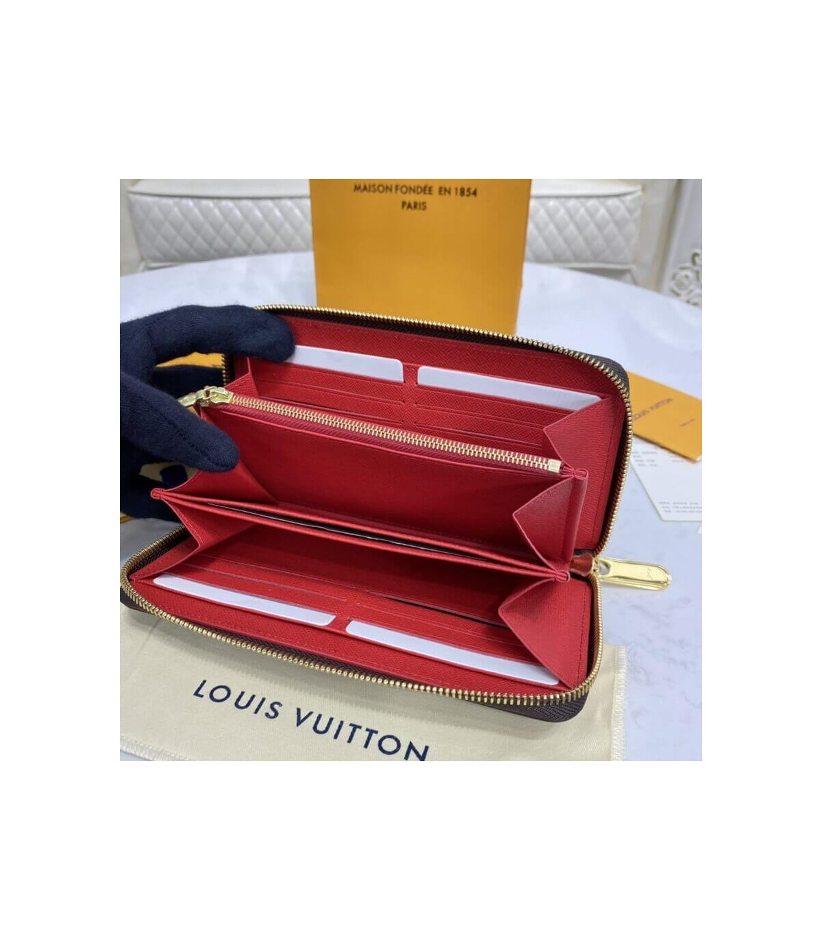 Louis Vuitton Monogram Zippy Wallet Red