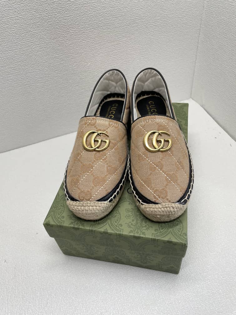 Gucci Women’S Matelass? Canvas Espadrille Beige 621239 Kqwm0 9765