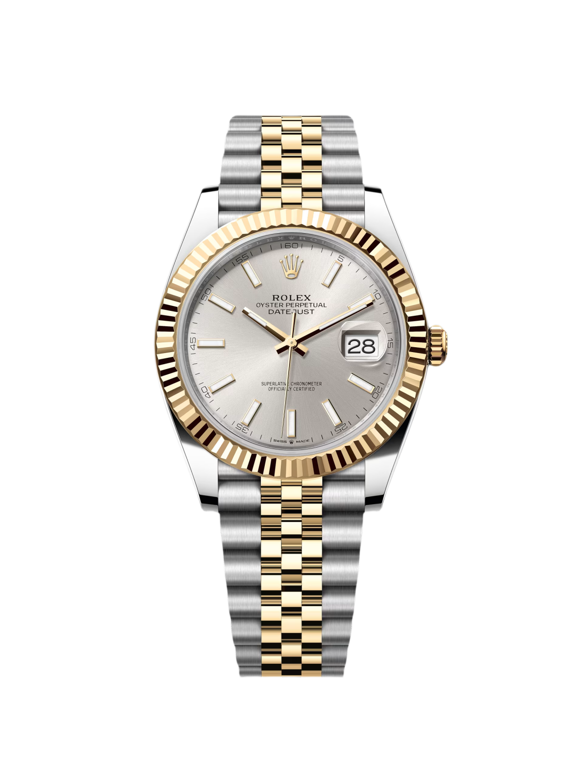 Rolex  Datejust 41mm 126333 Silver Index Oyster Steel and Yellow Gold Mens Watch