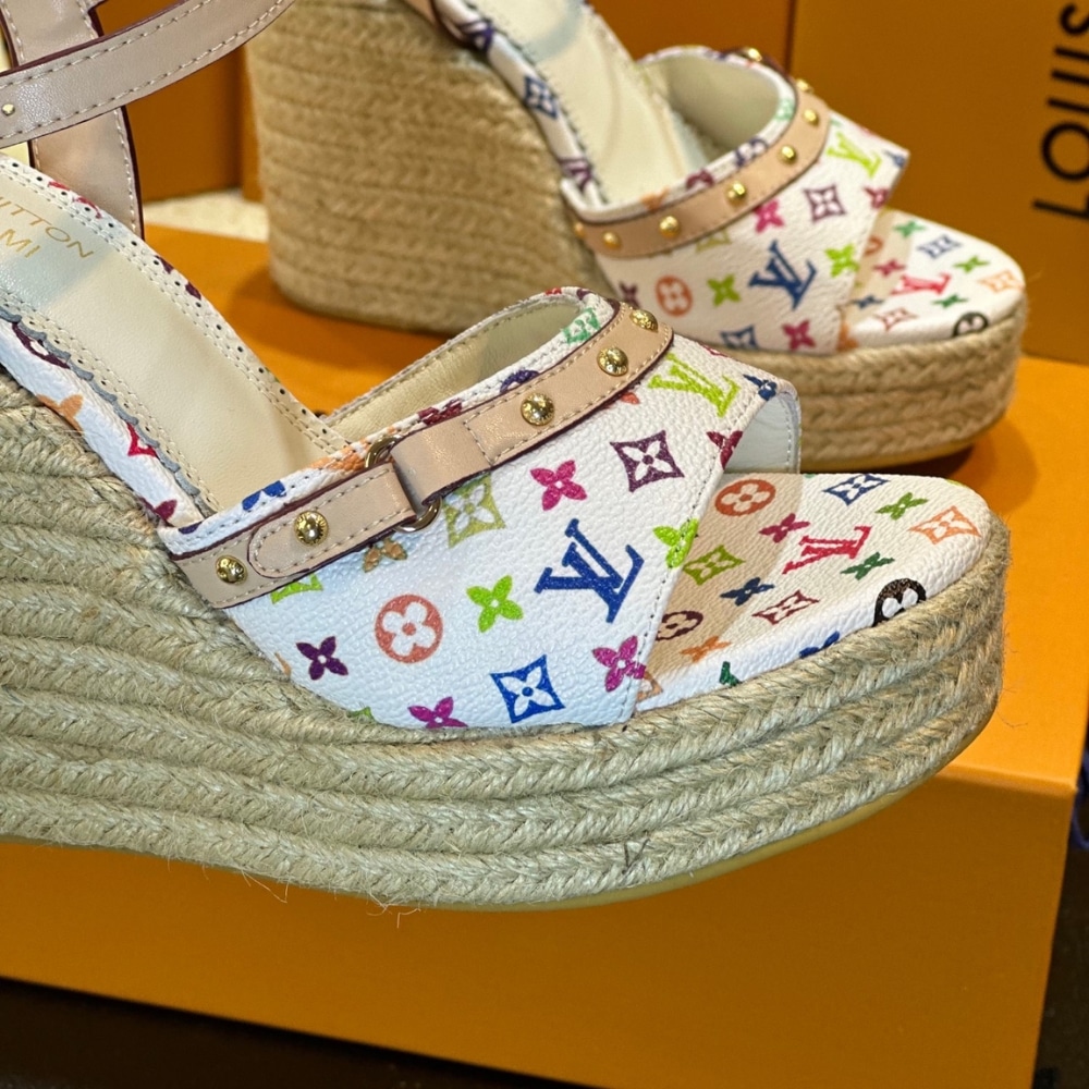 Louis Vuitton X Takashi Murakami Helios Wedge Sandal White 1agyx0
