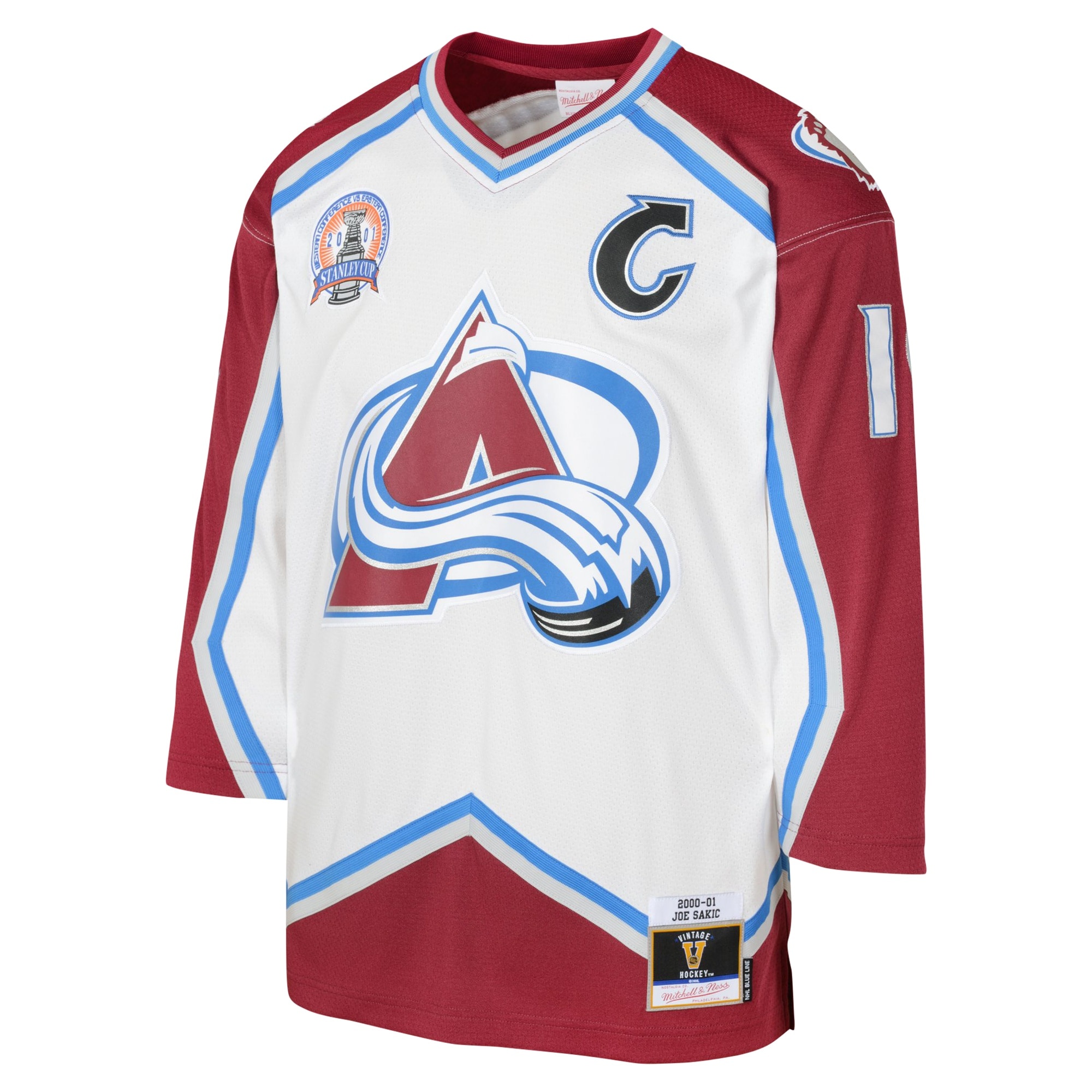 Joe Sakic Colorado Avalanche Mitchell & Ness Youth 2000 Blue Line Player Jersey – White