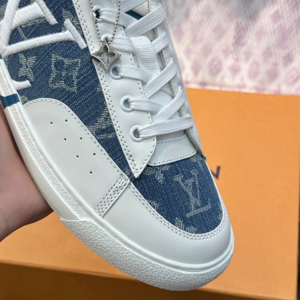 Louis Vuitton Charlie Trainers Monogram Denim White Blue 1AAW2G