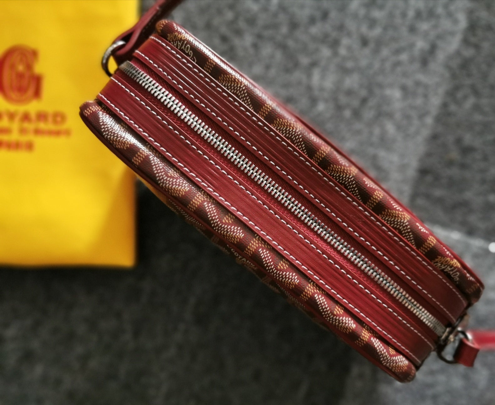 Goyard Cap-Vert Pm Bag 23X8X14Cm Burgundy Canvas