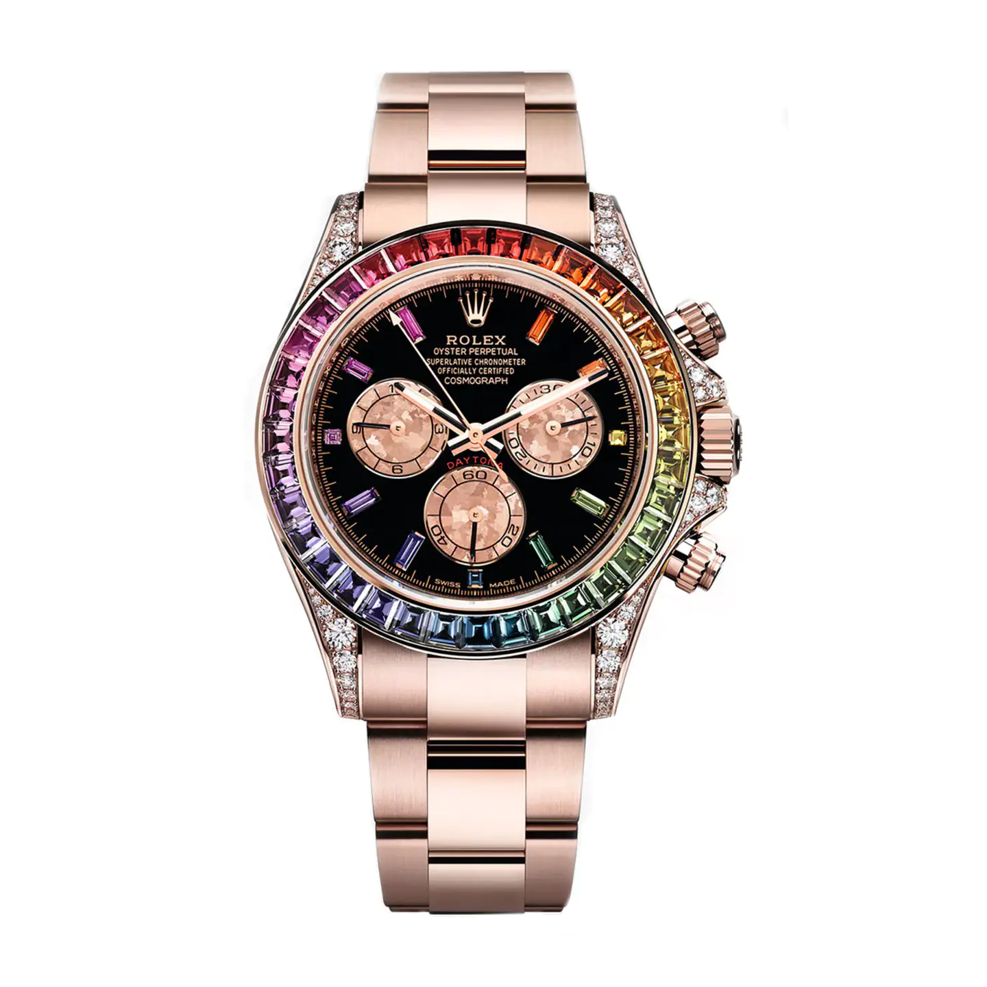 Rolex Cosmograph Daytona Rainbow Diamond Rose Gold Stainless Steel 40mm