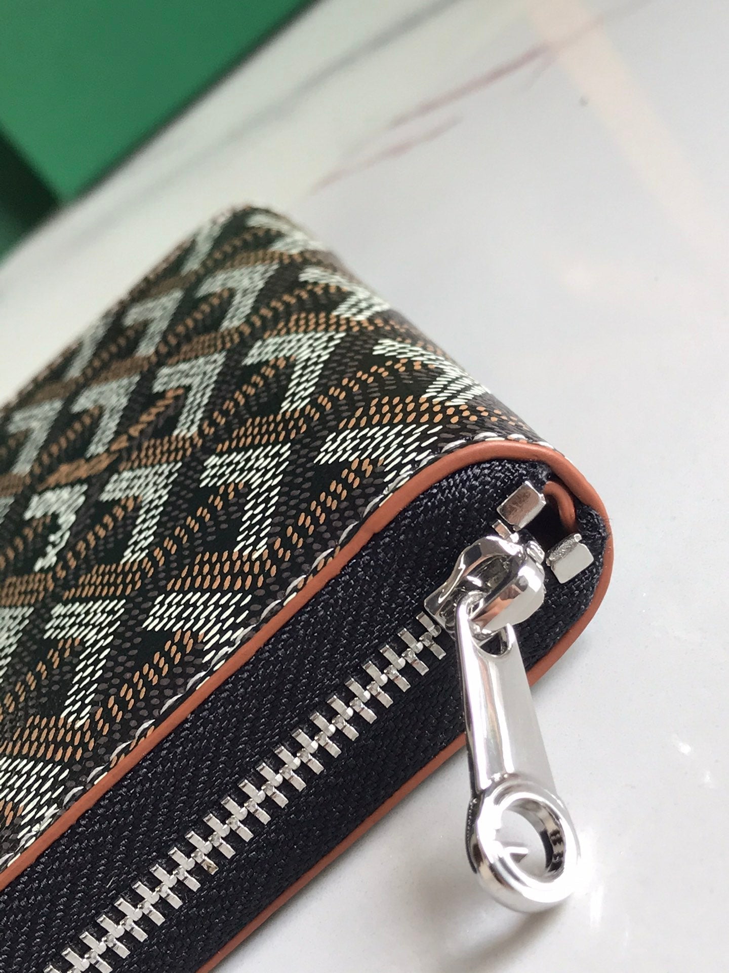 Goyard Matignon Mini Wallet 11 Cm Black Goyardine Canvas And Tan Calfskin