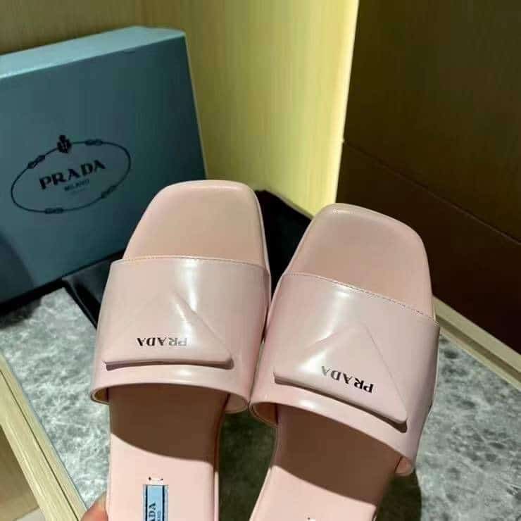 Prada Brushed Leather Slide In Pink