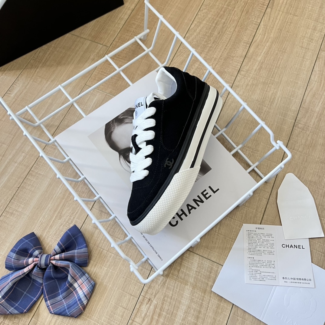 Chanel Suede Leather Runners Black